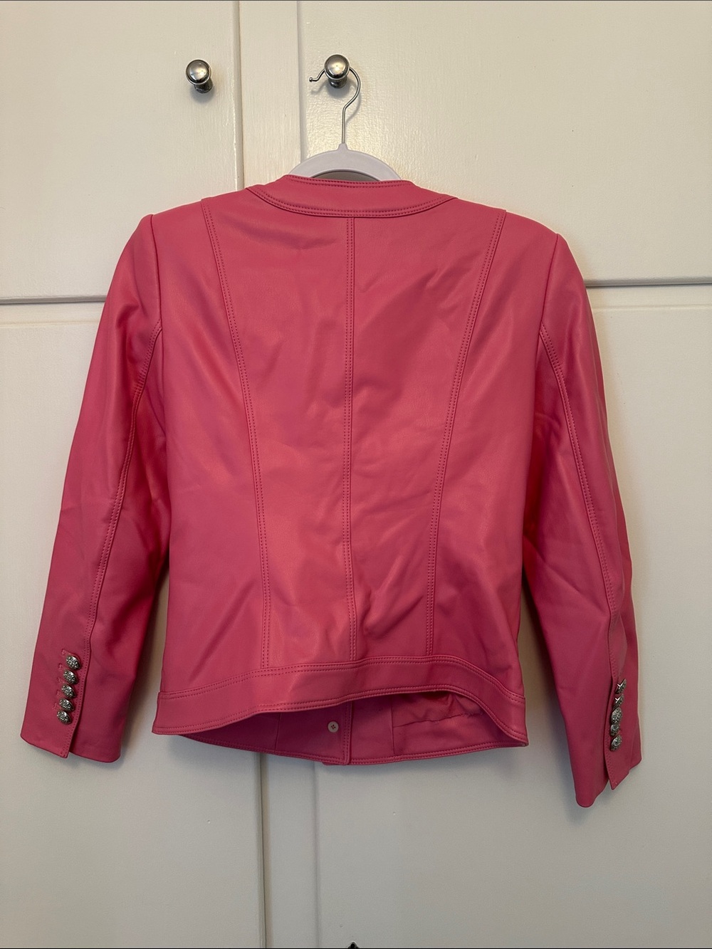 LIKE NEW Veronica Beard Leather Pink Structured Jacket - Picture 6 of 6